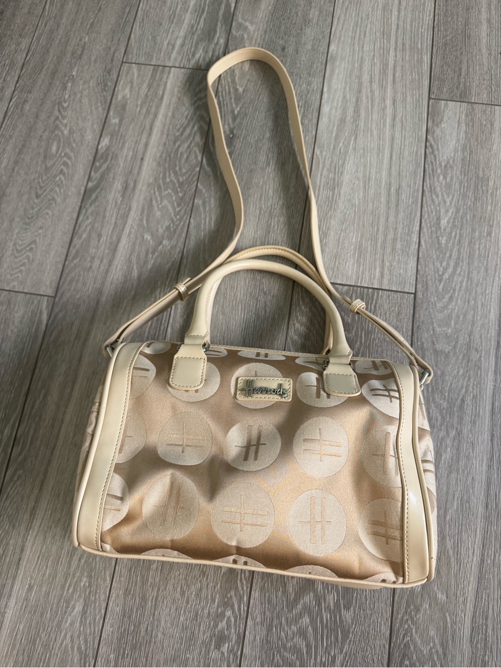 Harrods- Cream Logo Satchel Shoulder Bag